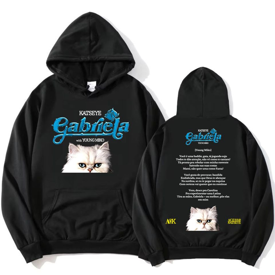 Katseye Gabriela Young Miko Remix Hoodies Kawaii Cartoon Cat