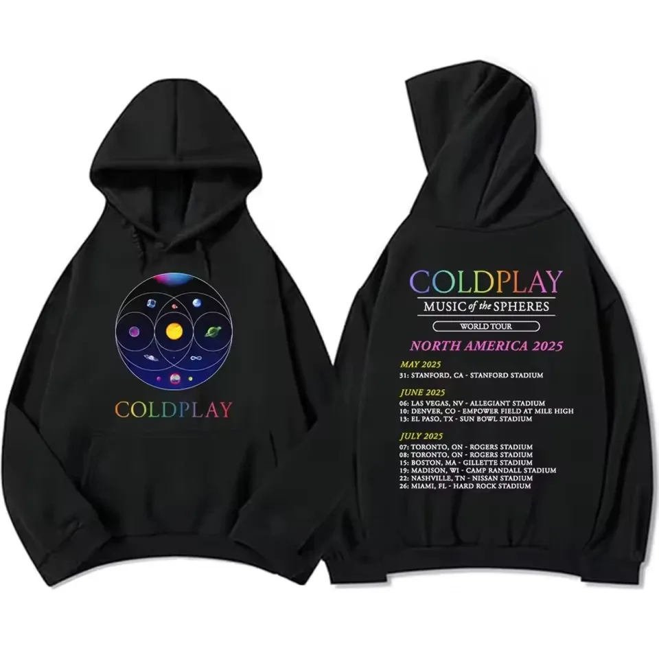 Band Coldplay Music Of The Spheres World Tour 2025 Hoodie Fan Gift S-5Xl 2 Sided