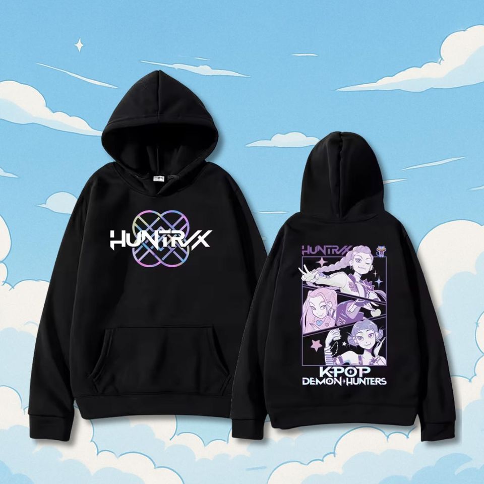 Demon Hunter Graphic Hoodie, Oversized Y2K Streetwear Gift For Her