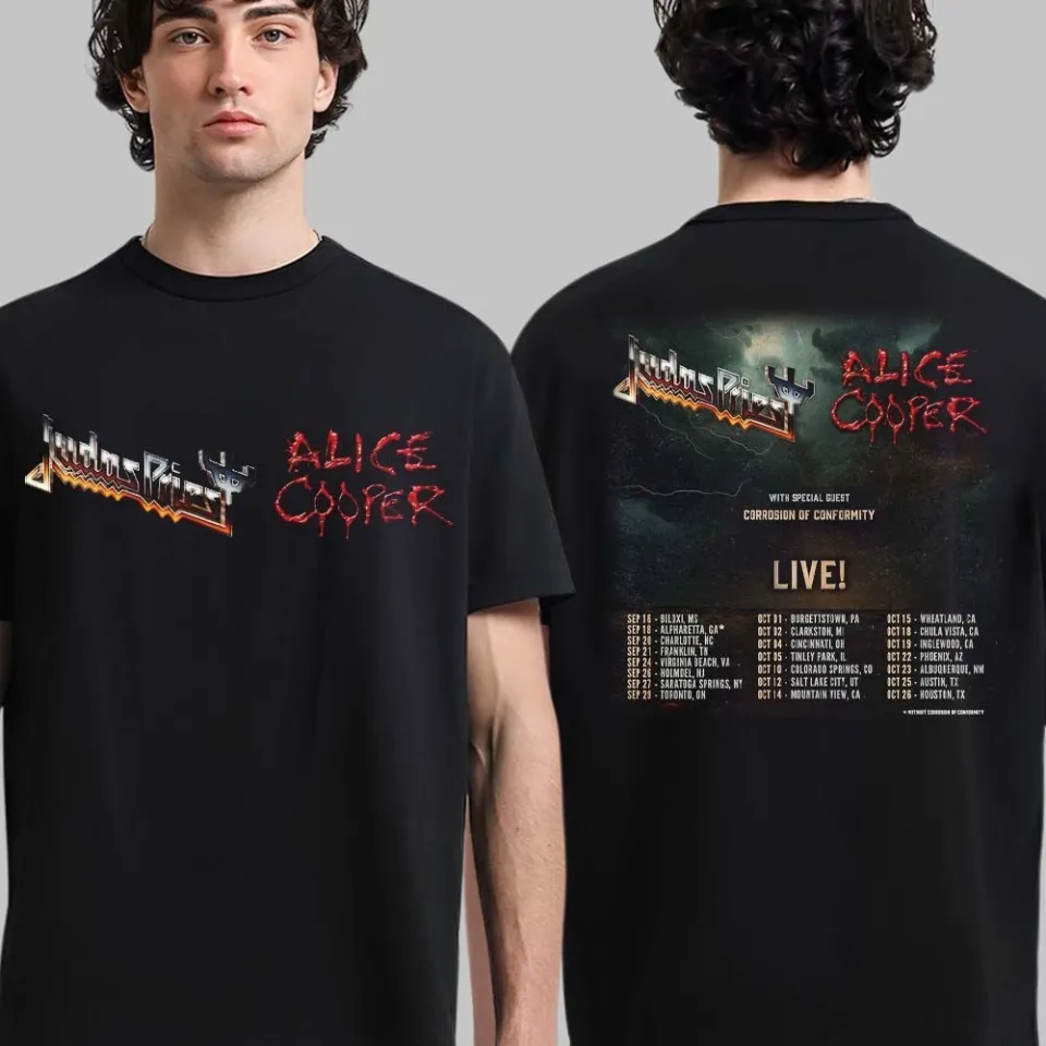 Judas Priest And Alice Cooper North American Tour 2025 Fall Two Sided T-Shirt