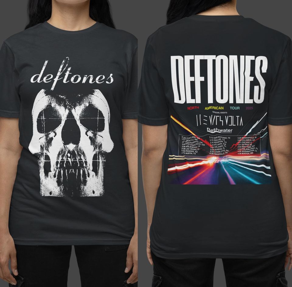 Unisex Tshirt Deftone, Deftone, Hoodie Deftone North American Tour 2025 White Skull