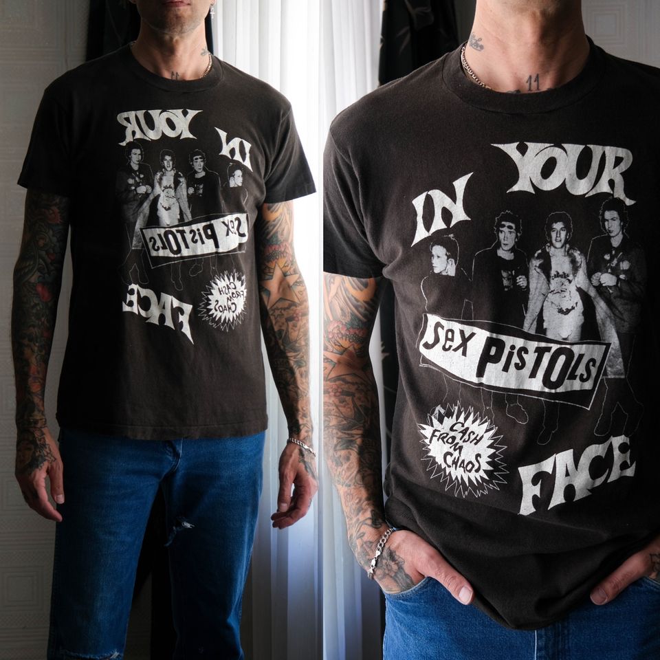 Vintage 90S Pistols Cash From Chaos Single Stitch Portrait T-Shirt