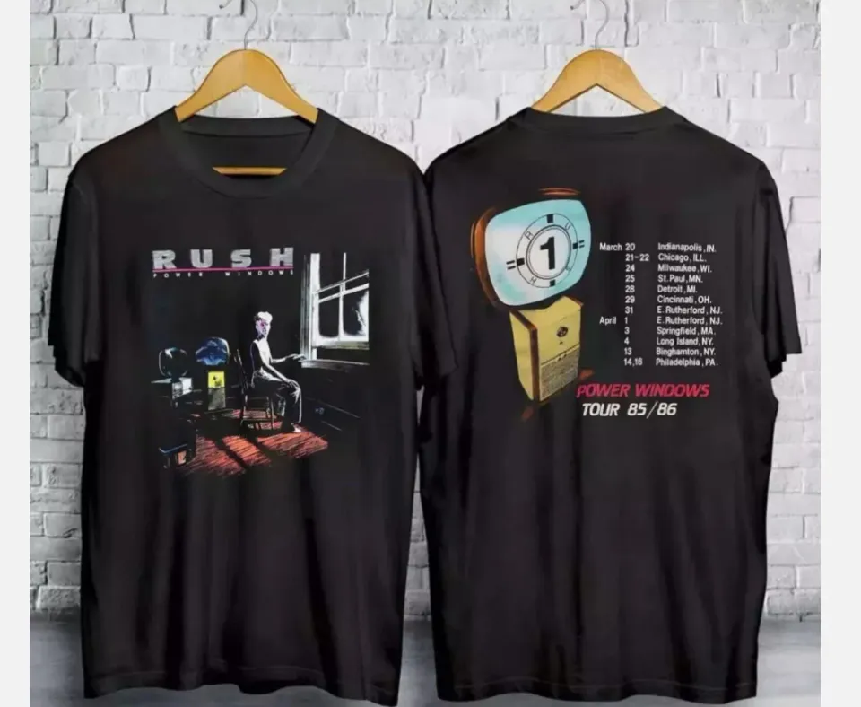 Rush Power Windows Tour 1985 T-Shirt Black Band Concert 80S