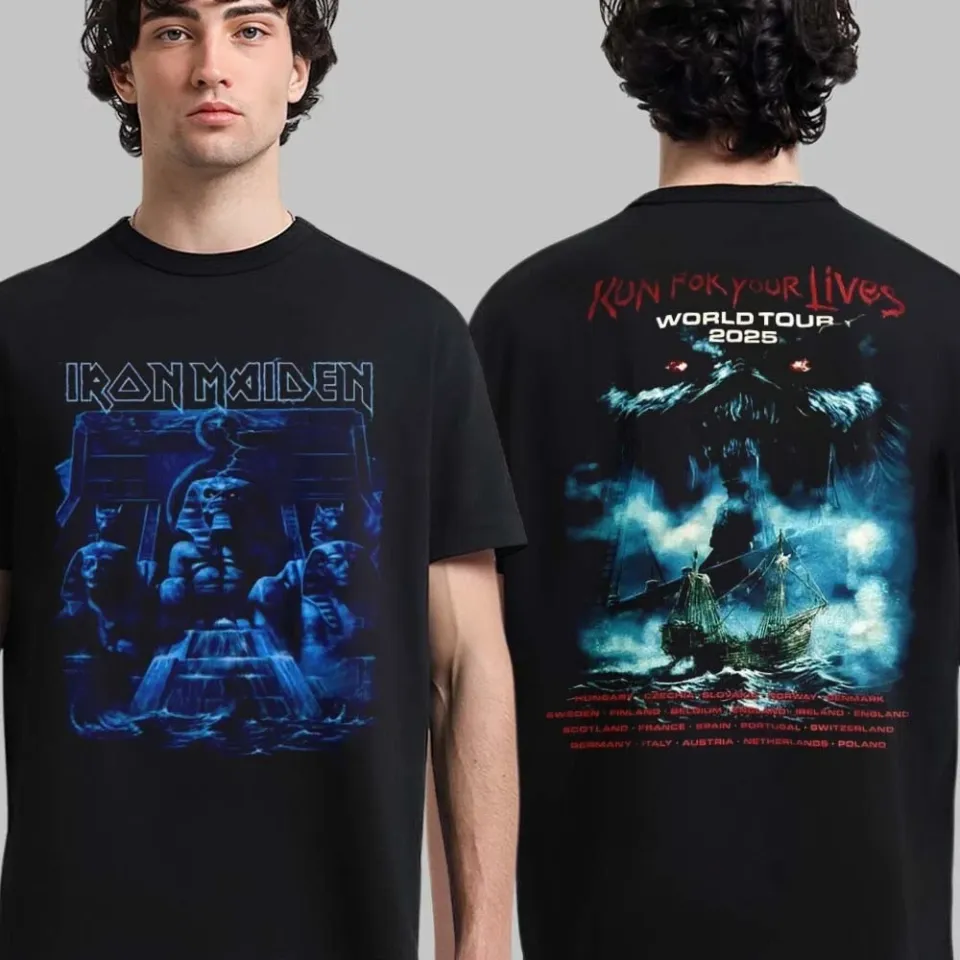 Iron Maiden Run For Your Lives World Tour 2025 Double Sided T-Shirt