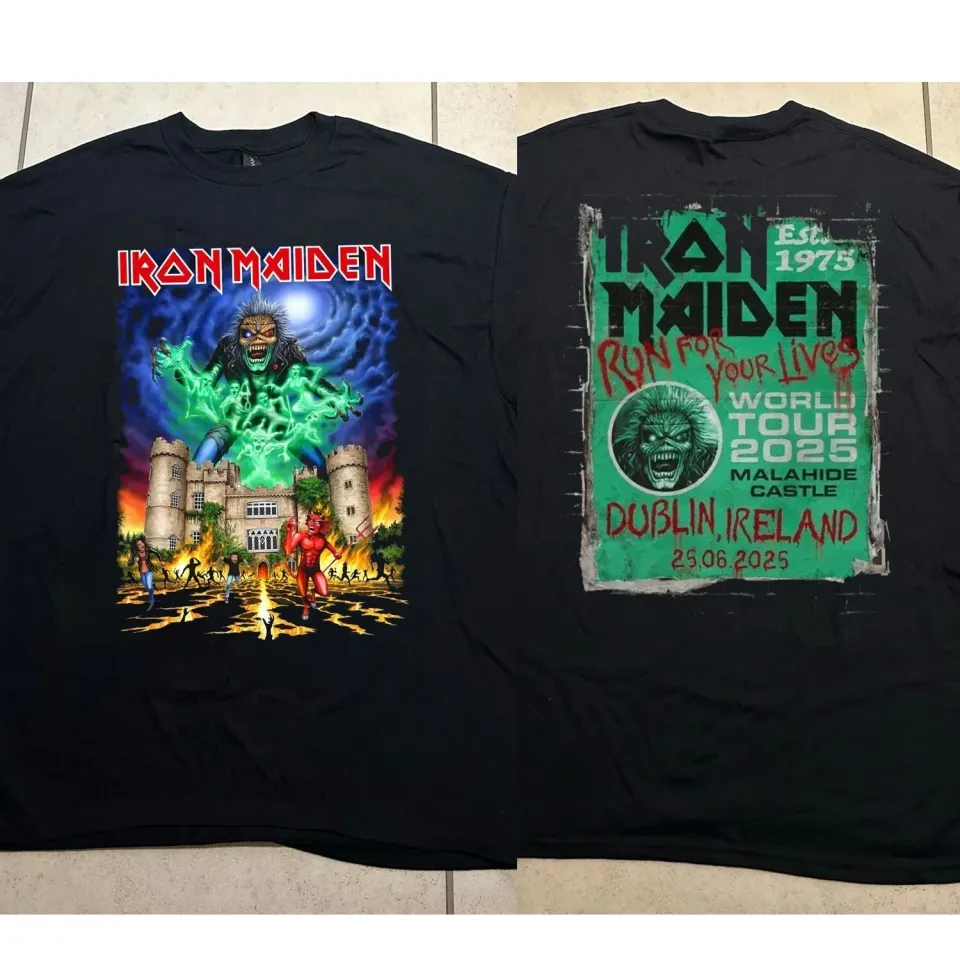 Iron Maiden Dublin Tour 2025 T-Shirt Run For Your Lives Ireland 25 Irland World