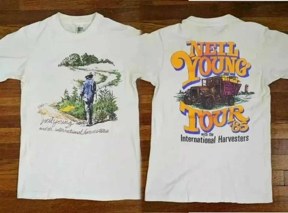 Neil Young Tour 1985 Rock Music Concert T-Shirt