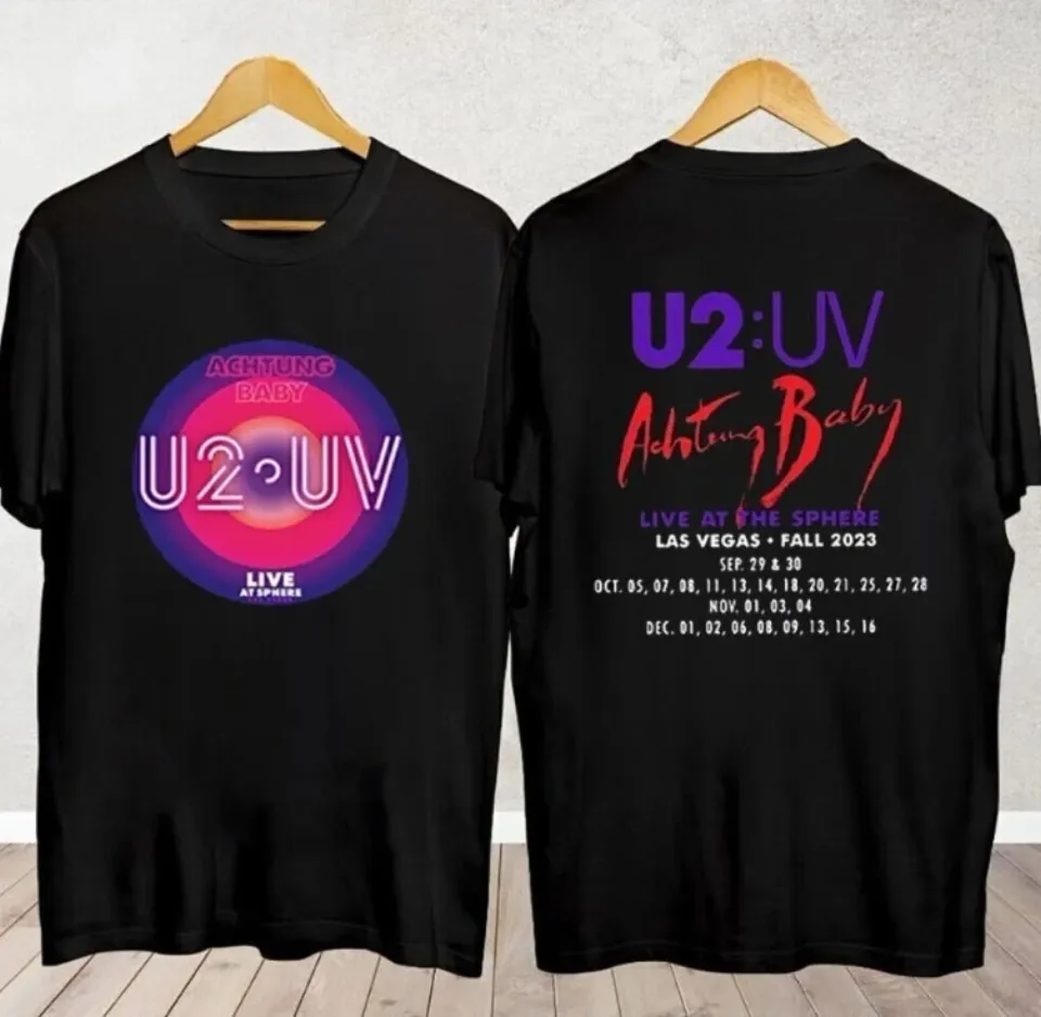 U2 Concert Double Sided Concert Ultraviolet Sphere Shirts Las Vegas Mexico