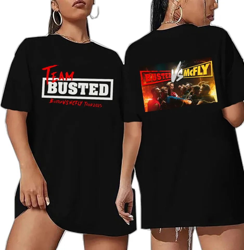 Team Busted 2025 Tour T-Shirt - Busted Vs Mcfly Concert Front & Back Music Shirt