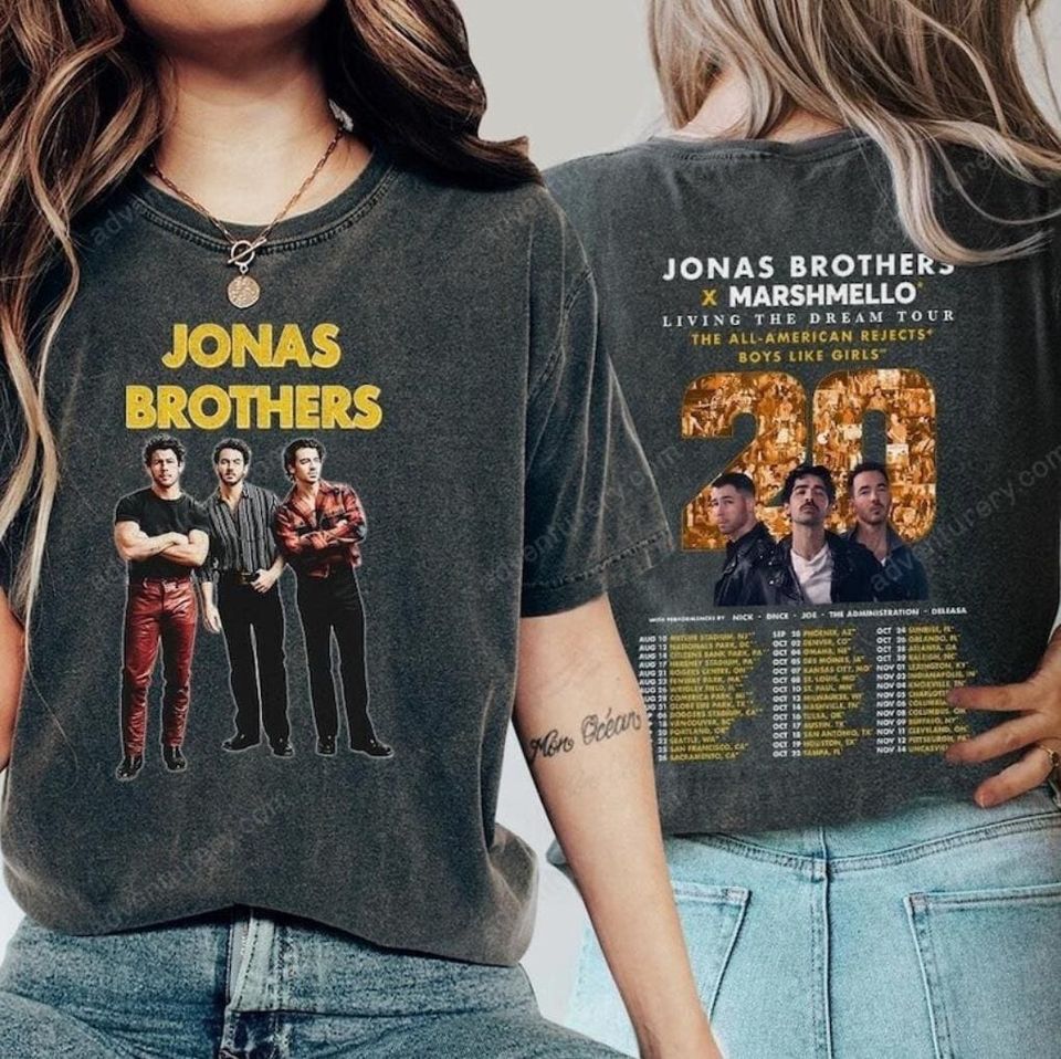 Jonas Brother 2 Side Tour Shirt, 20 Year Tour 2025 Shirt, Fan Gift Tour Shirt