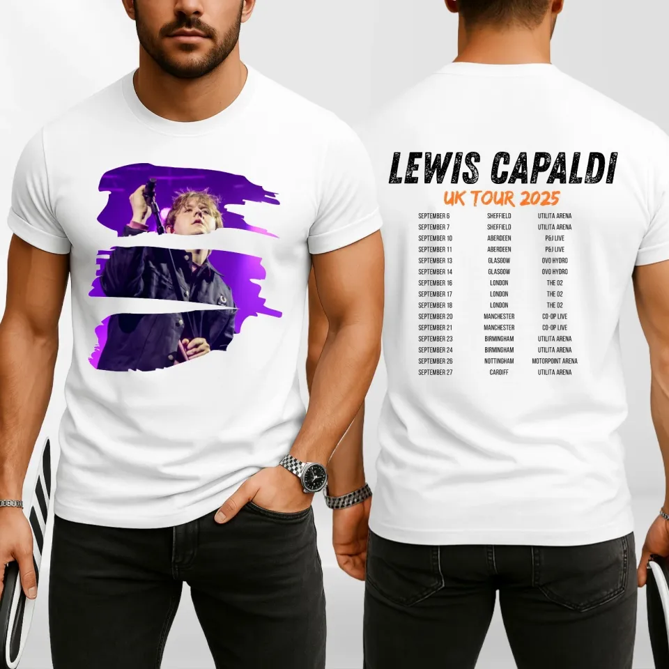 Lewis Capaldi Uk Tour 2025 T-Shirt Concert Merch Front & Back Fan Gift Shirt Top