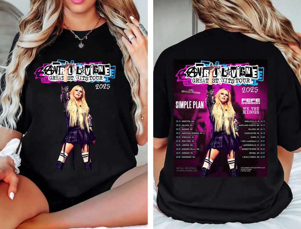 Avril Lavigne Greatest Hits Tour 2025 2 Sided Shirt, Avril Lavigne Vintage Shirt