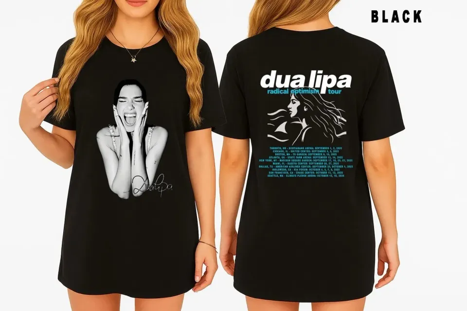Dua Lipa Radical Optimism Tour Merch Concert Music Double Sided T-Shirt