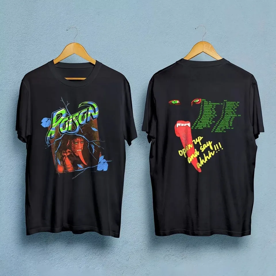 Poison Band Open Up And Say Ahh Tour 1988 Double Sided T-Shirt