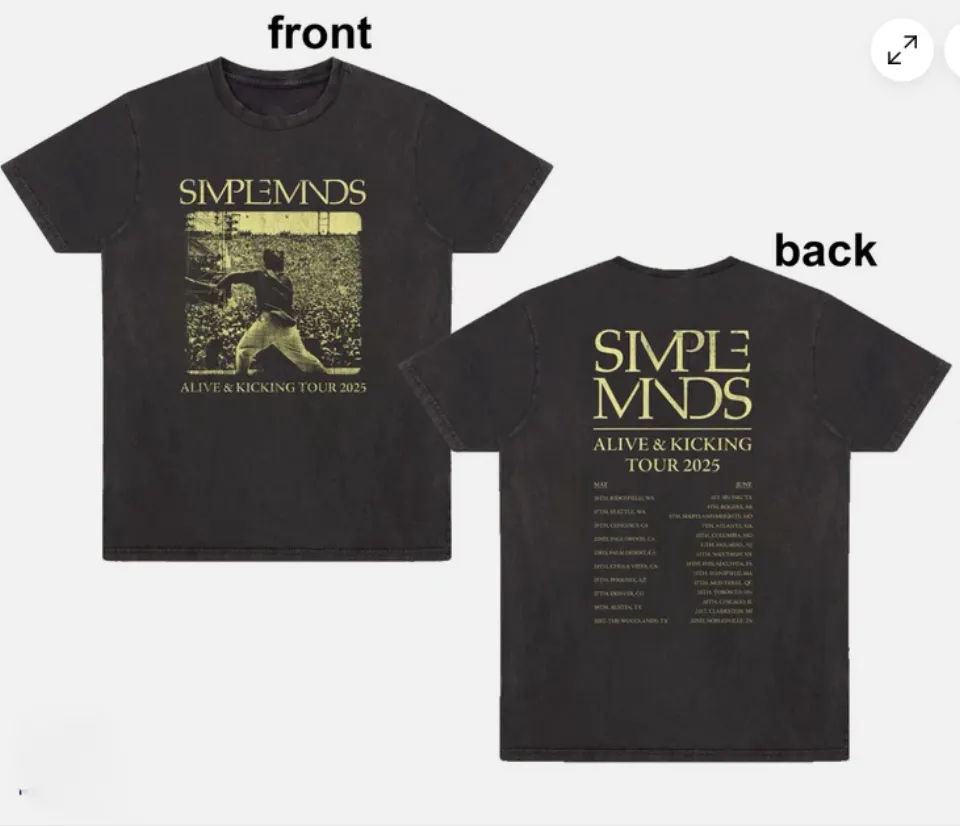 New!!! Simple Minds Alive & Kicking 2025 Tour Date T-Shirt