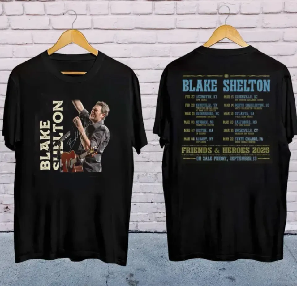 Blake Shelton Signature Shirt, Blake Shelton Friends And Heroes Tour 2025 Shirt