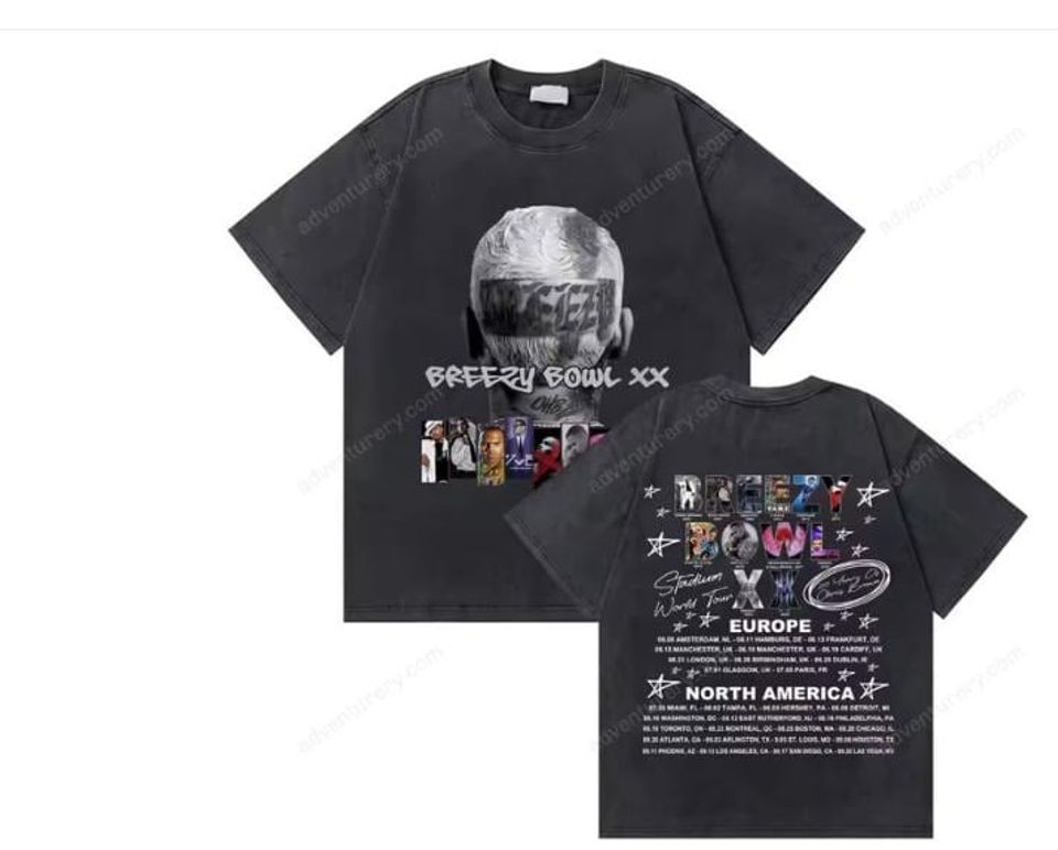 Washed Vintage Chris Brown Tour 2025 Shirt Breezy Bowl Xx Hip Hop Fashion