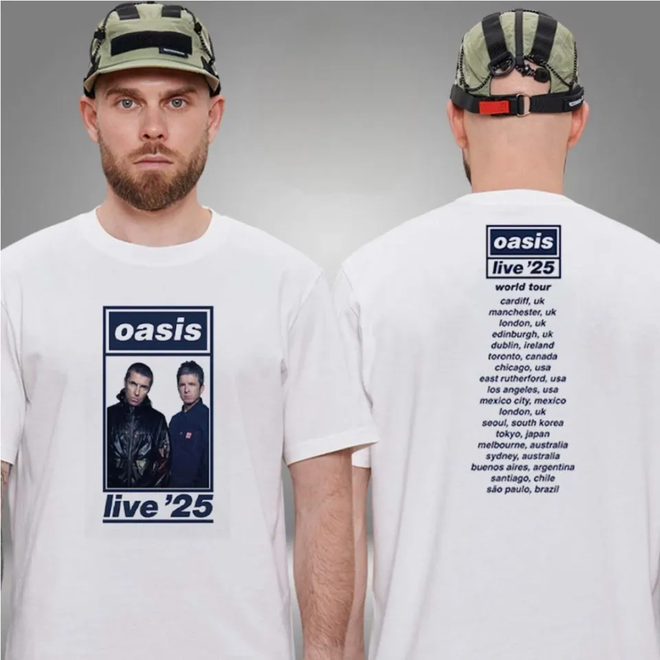 Oasis Cardiff Tour 2025 Live '25 Schedule Two Sided T-Shirt