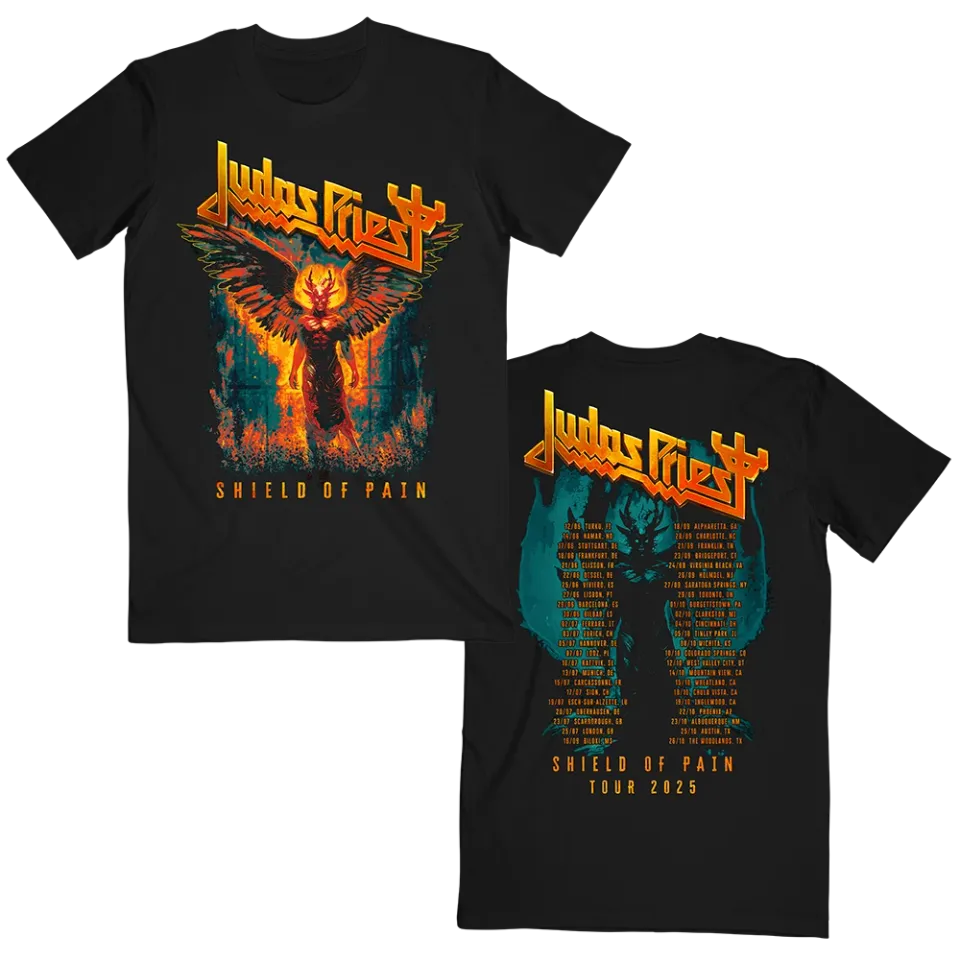 Judas Priest Winged Demon Shield Of Pain Judas Priest Tour 2025 T-Shirt