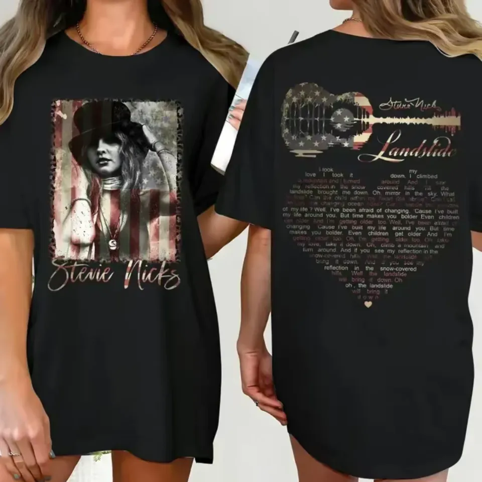 Stevie Nicks Tour 2025 Landslide 70S Song Double Sided T-Shirt