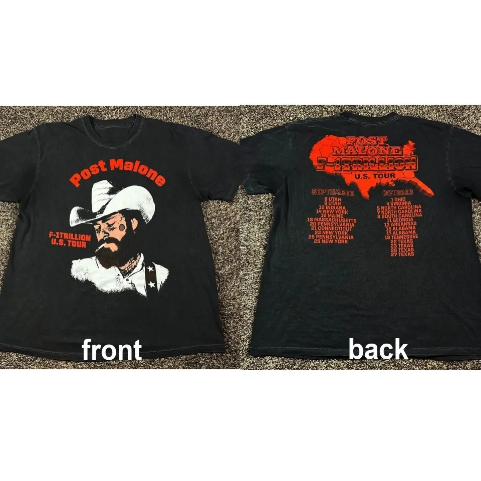 New!!! Post Malone F-1 Trillion Us Tour 2025 Tour Dates Reprint T-Shirt