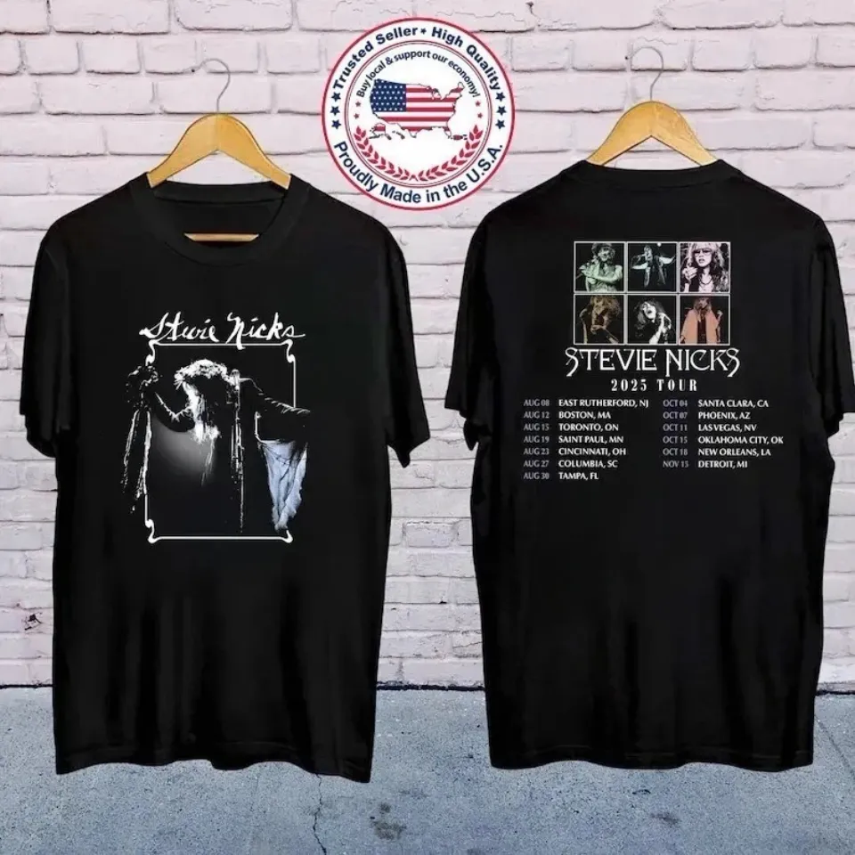 Stevie Nicks Tour 2025 T-Shirt  Black Graphic Shirt With Tour Dates