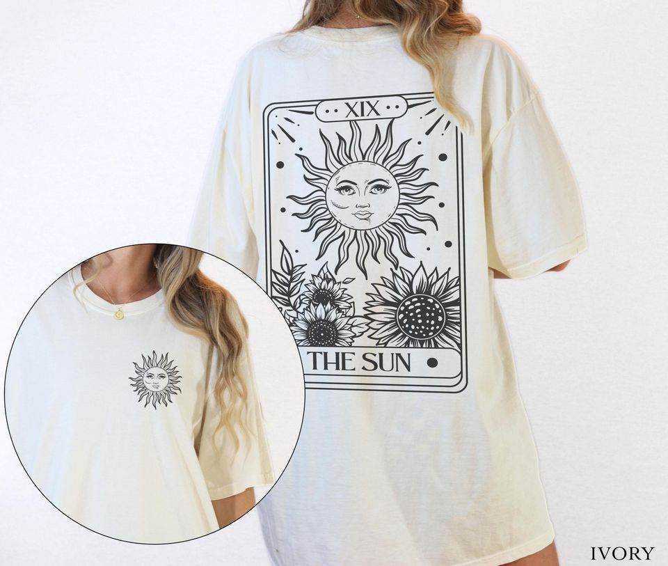 The Sun Tarot Card Front And Back Comfort Colors Graphic Shirt
