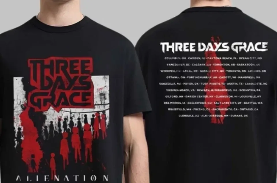 Three Days Grace Alienation 2025 Tour Merch Two Sided T-Shirt