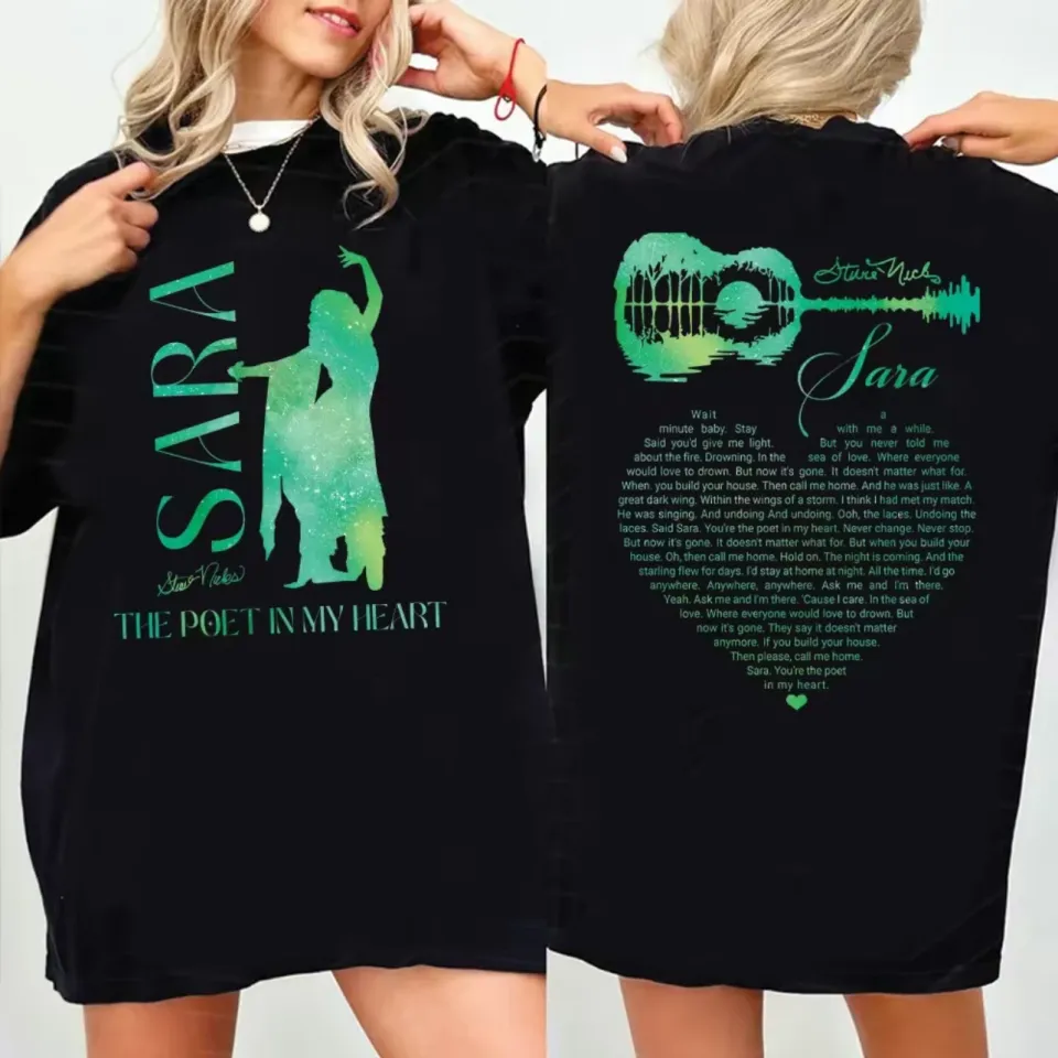 Sara Song Lyric Stevie Nicks Tour Double Sided T-Shirt