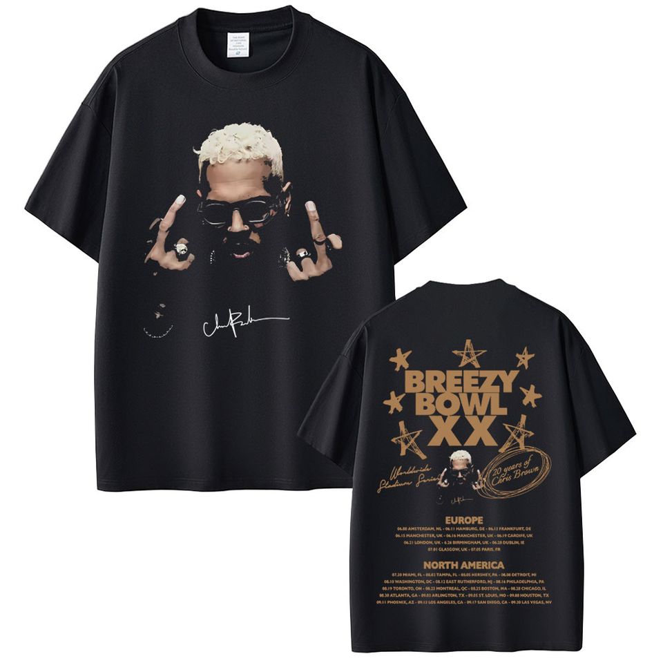 Chris Brown Breezy Bowl Xx Tour 2025 Shirt Album Concert Merch Shirt