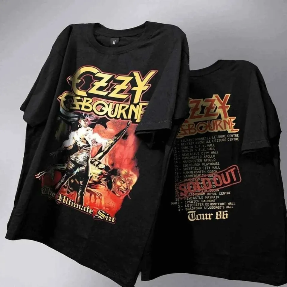 Ozzy Osbourne Ultimate Sin 2 Sided Basic Black Unisex T-Shirt Size