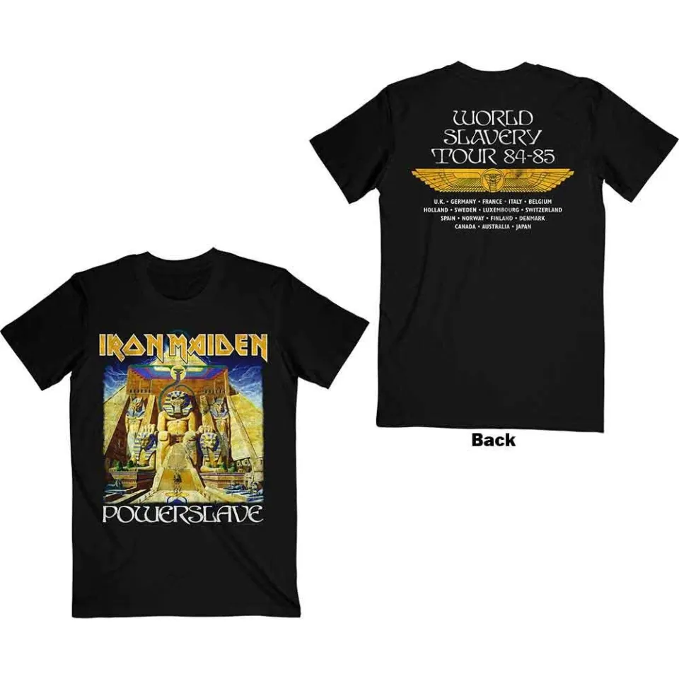 Iron Maiden Powerslave World Slavery Tour Double Sided T-Shirt Men'S Black