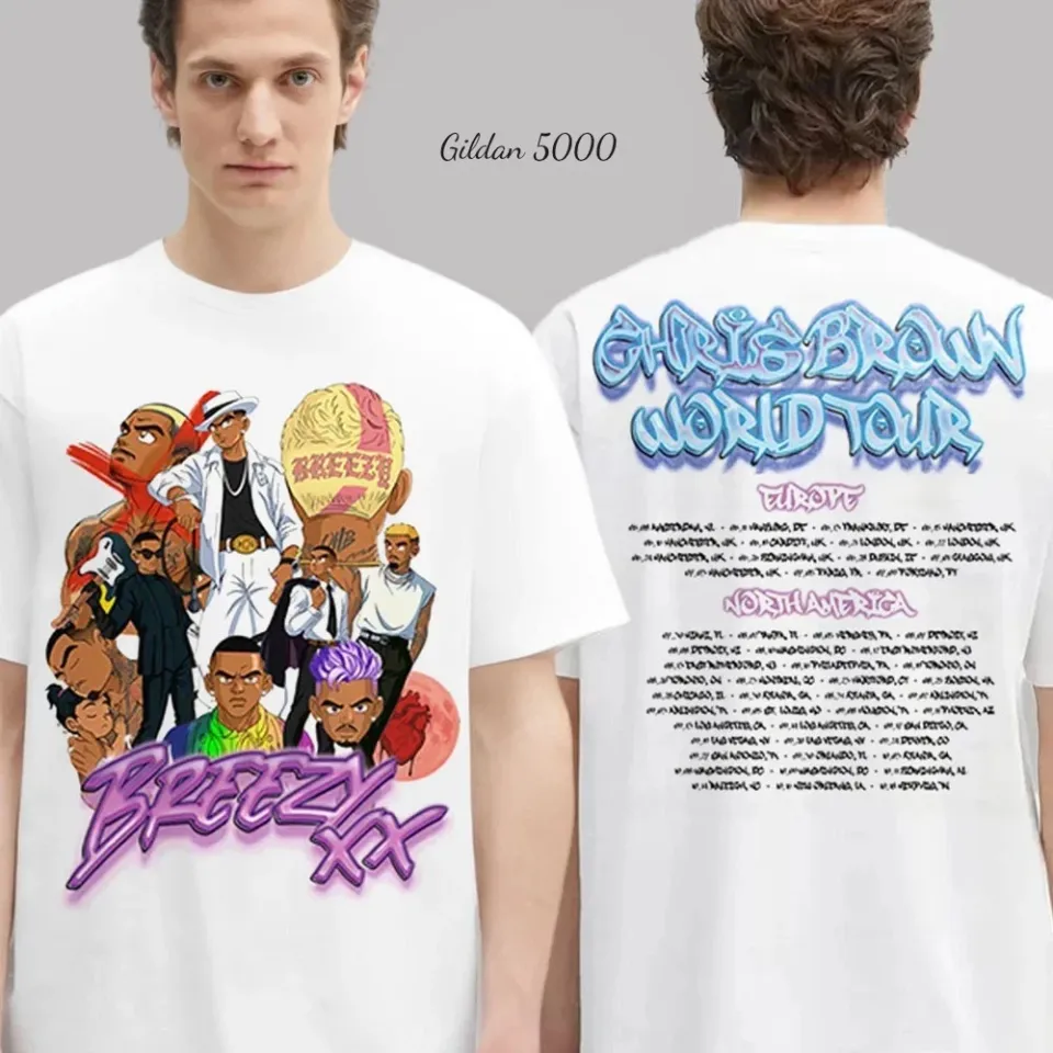 Chris Brown Stadium World Tour 2025 T-Shirt - 20 Years Of Chris Brown Anime Design
