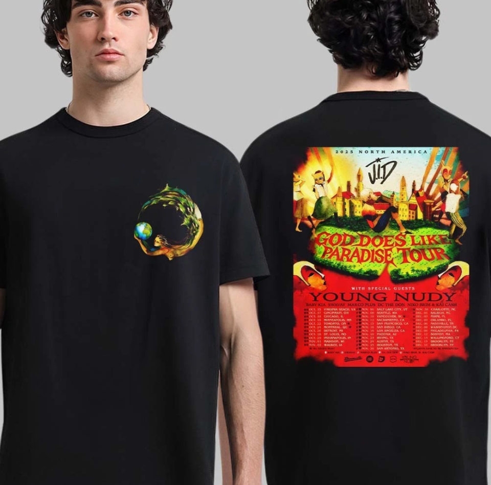 Young Nudy God Does Like Paradise Tour 2025 North America Cities T-Shirt