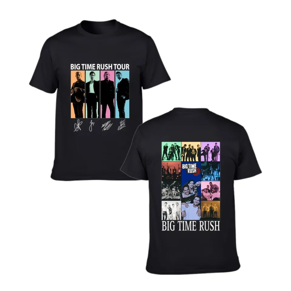 Big Time Rush World Tour Merch Graphic Print Shirt With Photo Collage For Fans