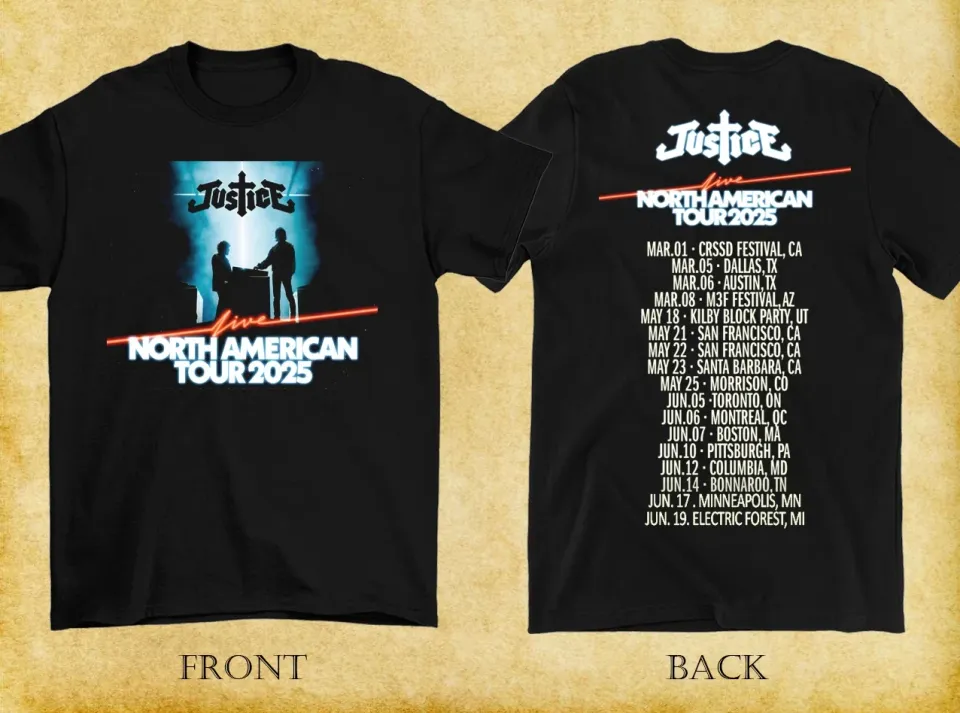 Justice Band American Tour 2025 T-Shirt Unisex Black