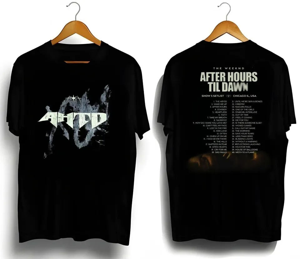 Weeknds After Hours Til Dawn Tour 2025 T-Shirt Setlist Back Print