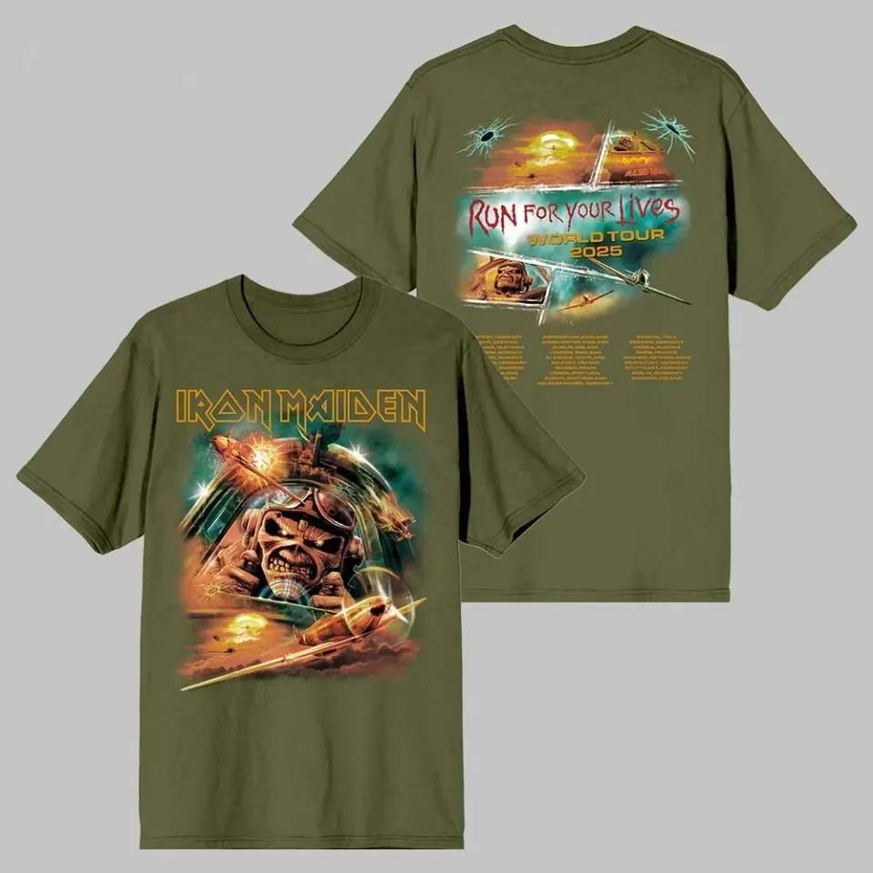 Iron Maiden Run For Your Lives World Tour 2025 Aces High Death Defying Eddie Shirt