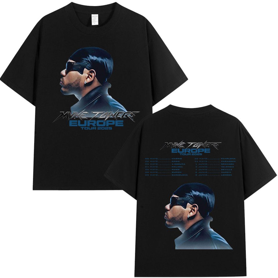 Rapper Myke Towers Europe Tour 2025 Merch T-Shirts