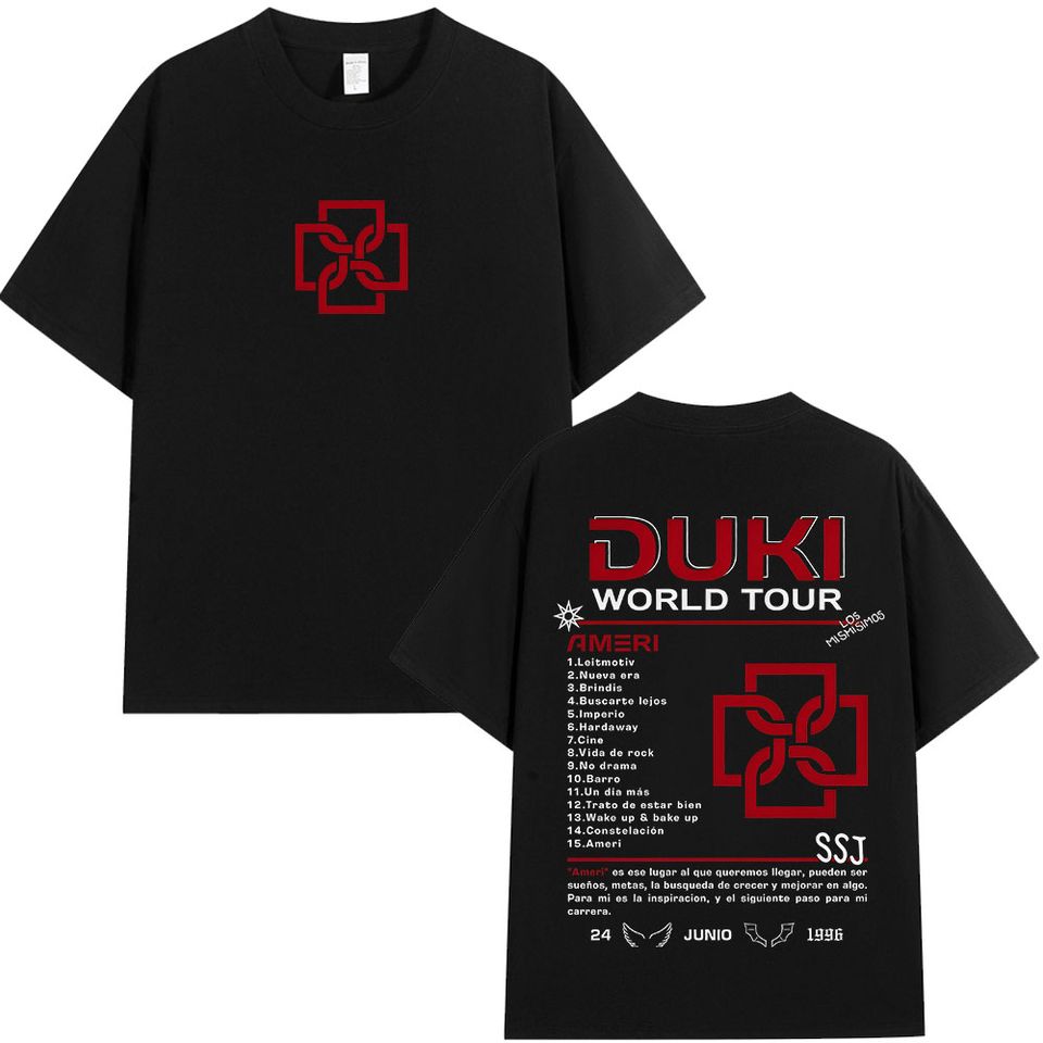 Rapper Duki Ameri World Tour 2025 T Shirts Men'S Women Fashion Hip Hop Vintage T-Shirt