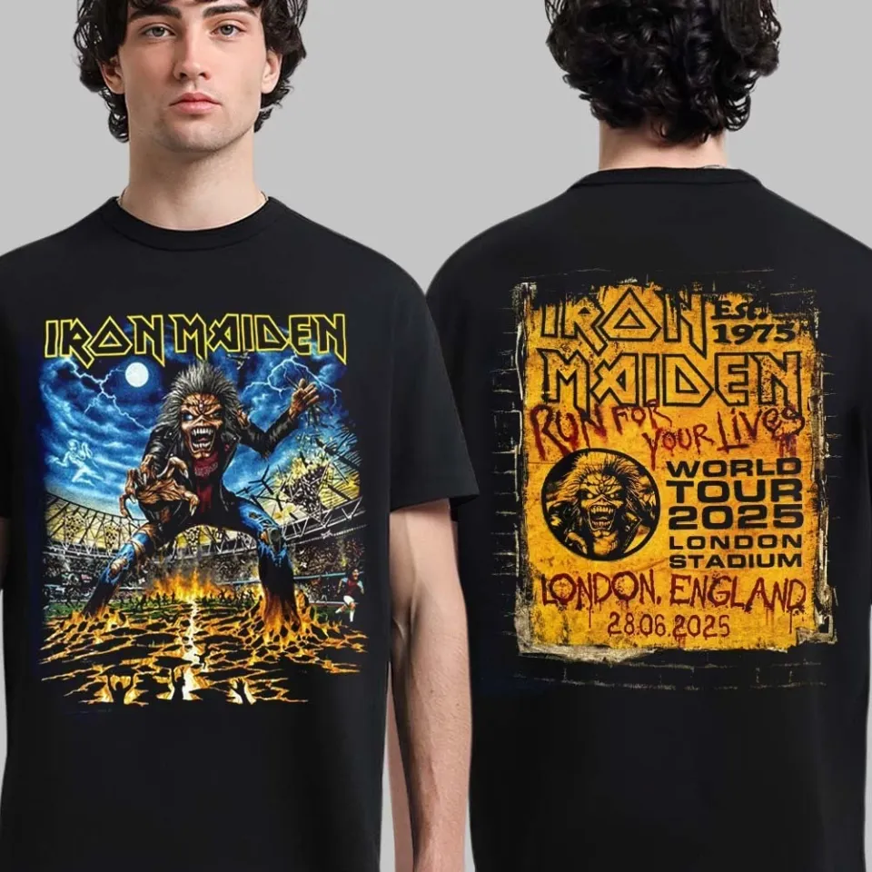Iron Maiden London England Run For Your Lives World Tour 2025 Exclusive Shirt