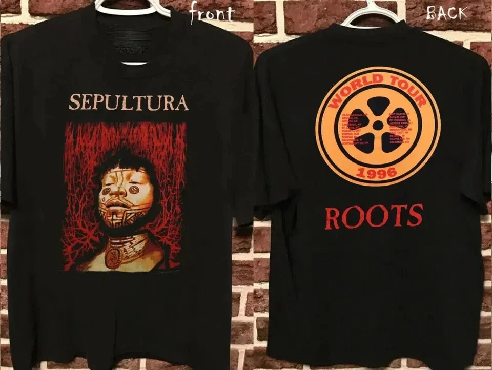 1996 Sepultura Roots World Tour Black 2 Sided T-Shirt