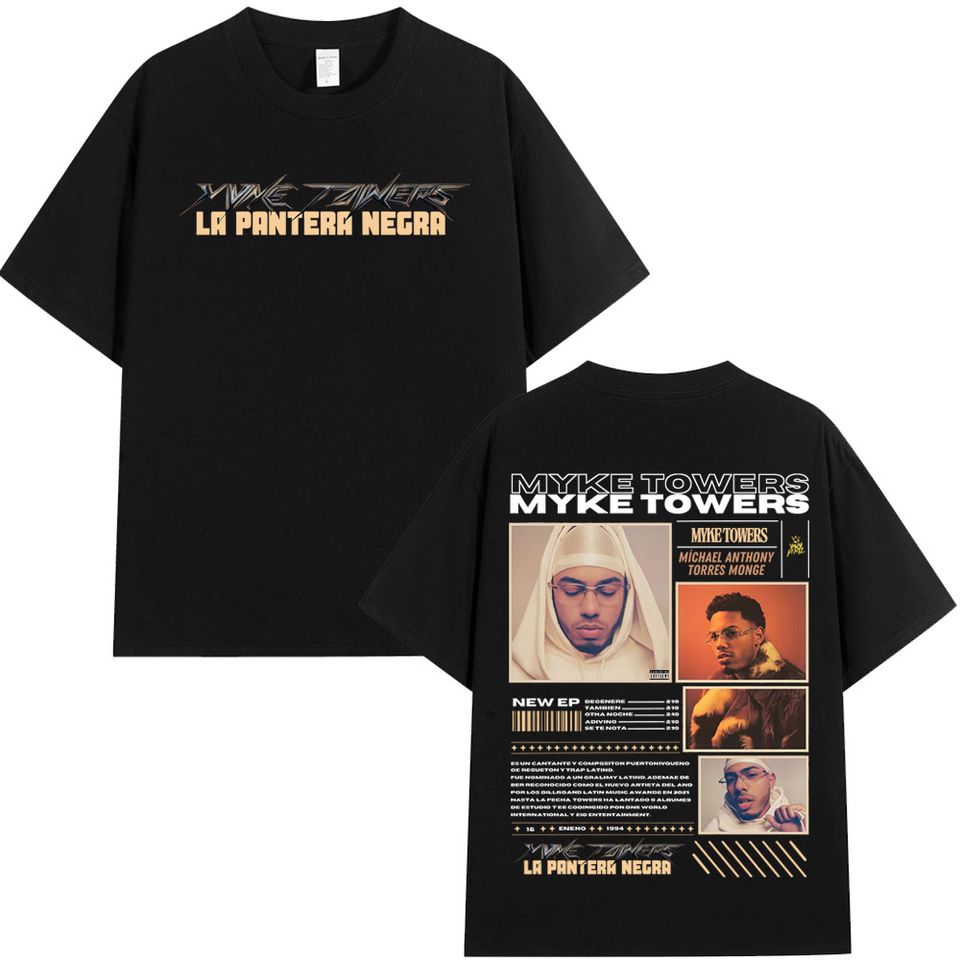 Rapper Myke Towers La Mayhem Skull Negra 2025 Tour T-Shirt