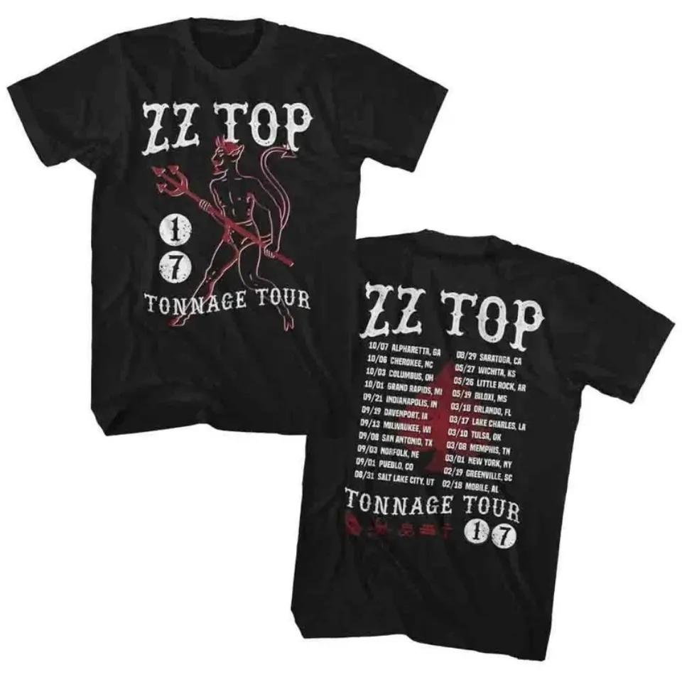 Zz Top Tonnage Tour 17 Black Adult T-Shirt