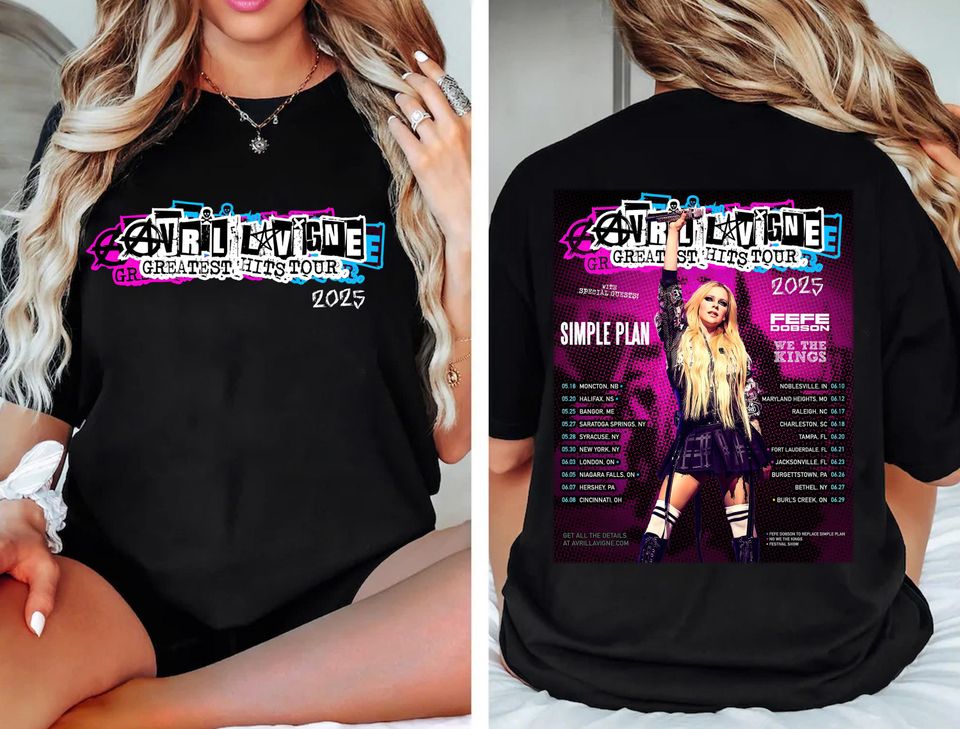Vintage Avril Lavigne Greatest Hits Tour 2025 2 Sided Shirt