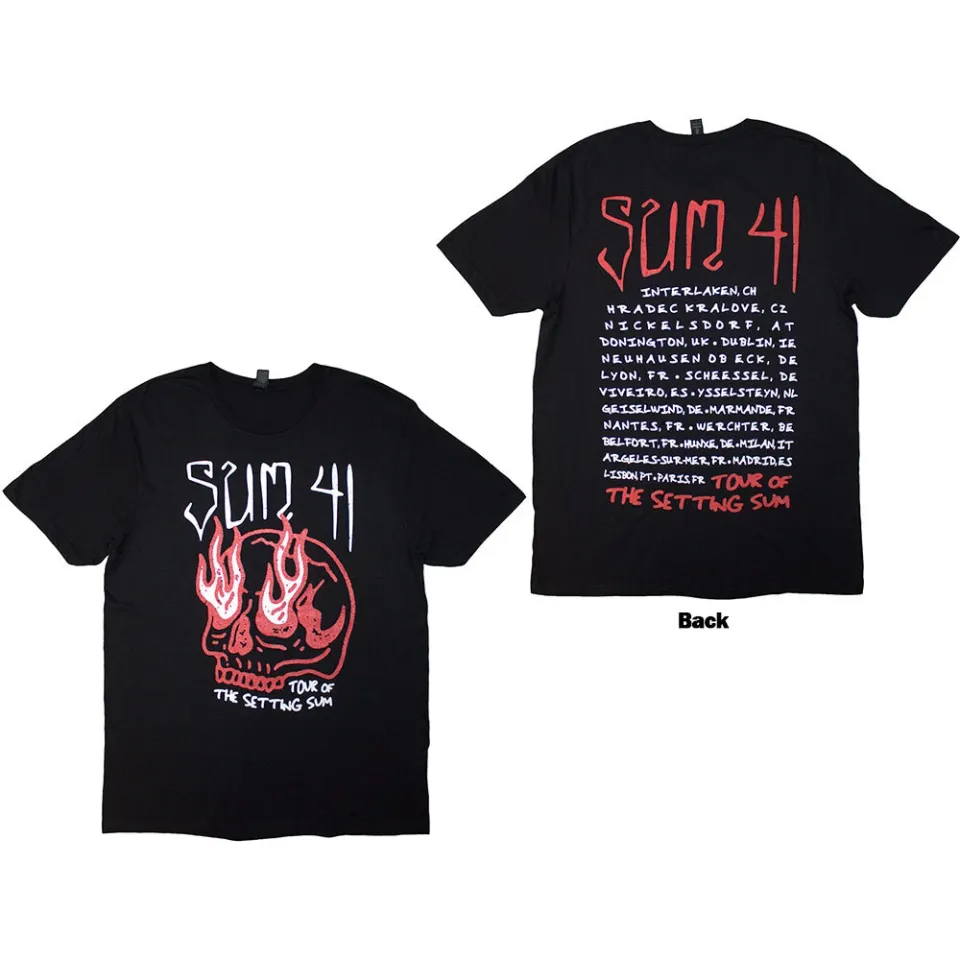 Sum 41 Unisex Tour '24 Skull T-Shirt Black, Ex-Tour Back Print