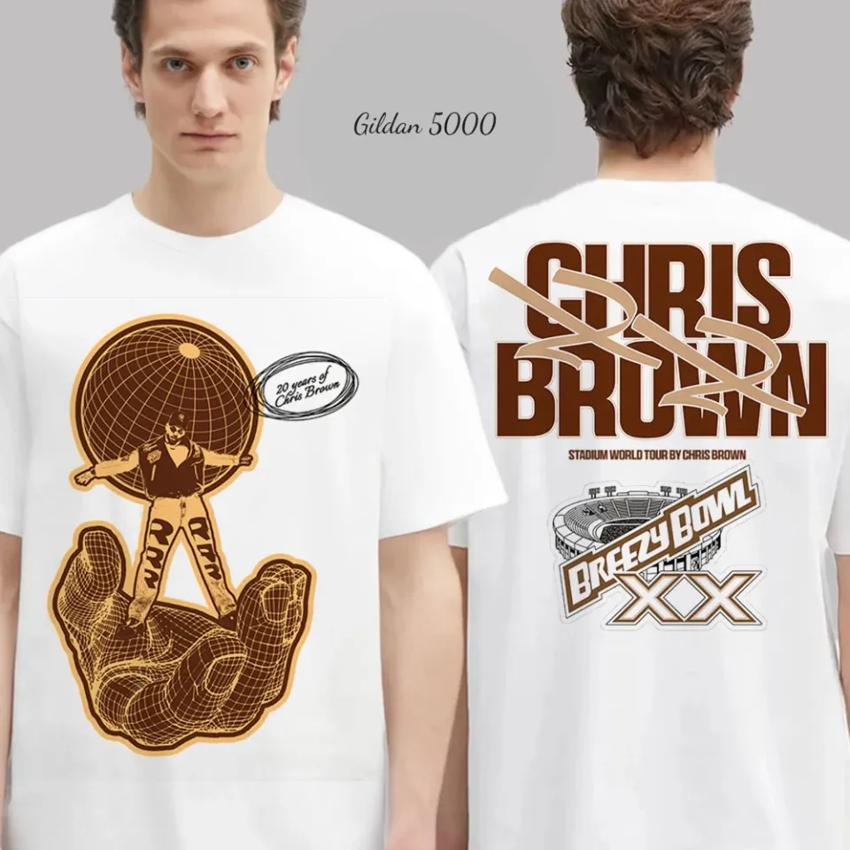Chris Brown Stadium World Tour 2025 20 Year Of Chris Brown Hand Globe T-Shirt