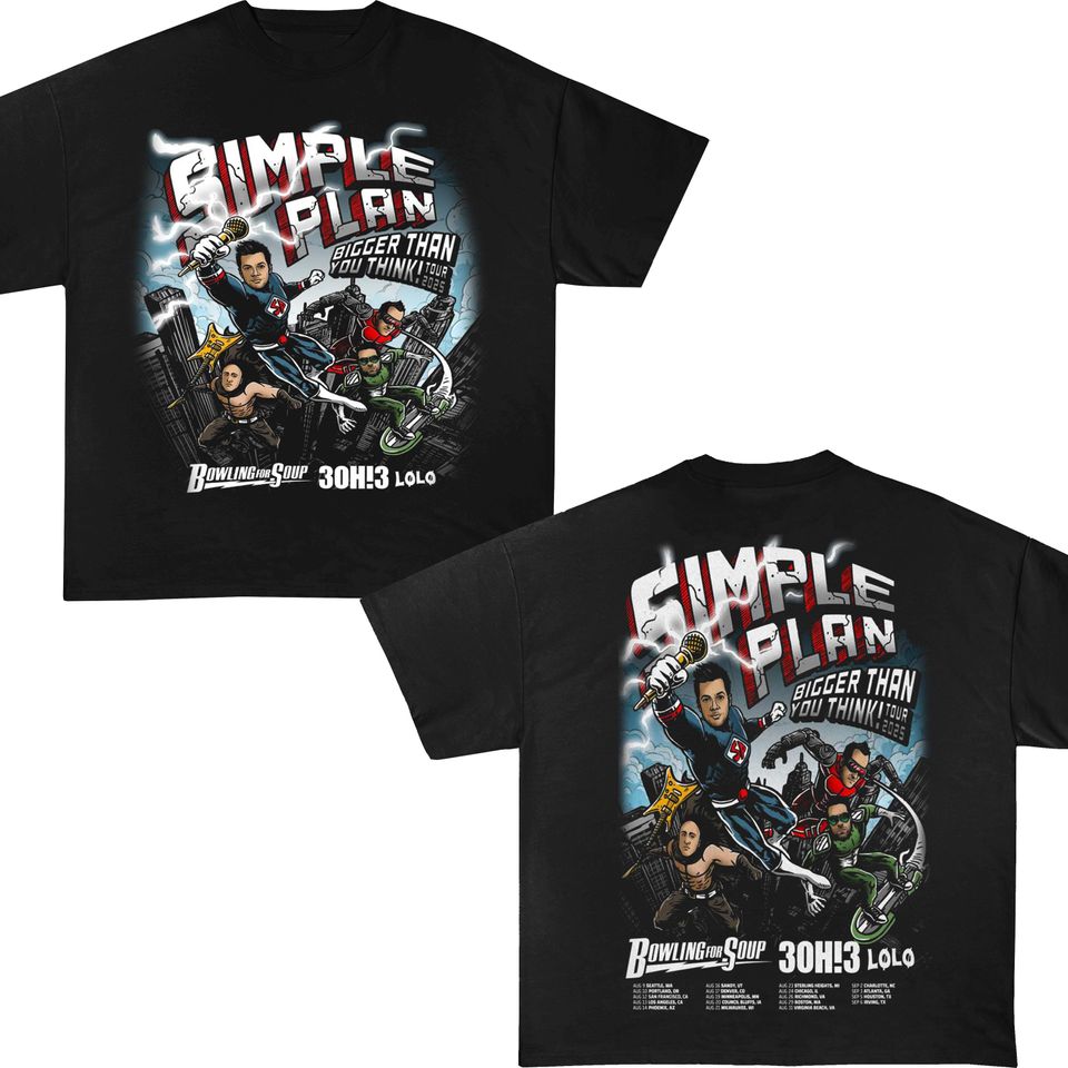 Simple Plan Bigger Than You Think! Tour 2025 Tshirt , Simple Plan T-Shirt