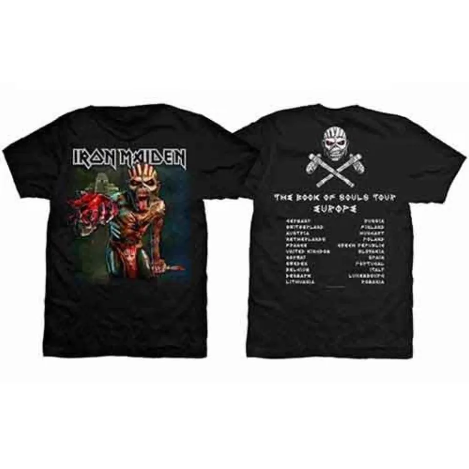 Iron Maiden Men'S Book Of Souls Tour 2016 Double-Sided T-Shirt Black