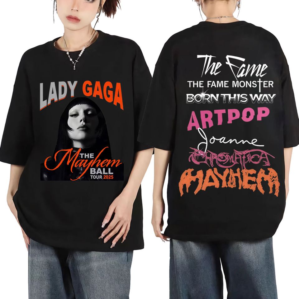 Lady Gaga Mayhem Album Merch 2025 Shirt Pop Y2K Oversized Concert Shirt