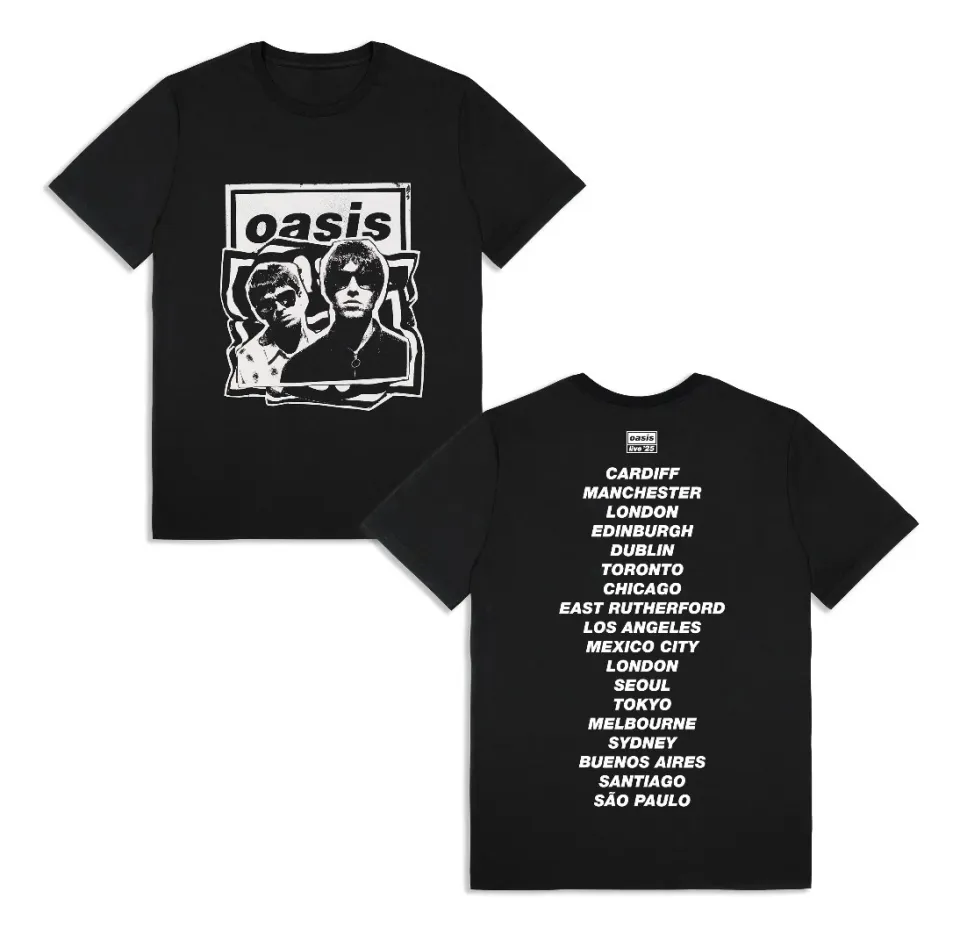 Oasis Live '25 Cut Out Photo Tour T-Shirt Black